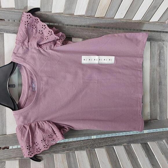 Girls' Short Sleeve Eyelet T-Shirt | Cat & Jack |  Small (6/7) - Picture 1 of 10